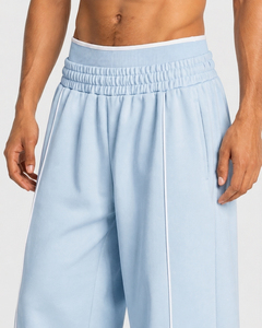 OEM <b>Men's</b> Custom Contrast <b>Line</b> Oversized Premium Quality Cotton <b>Fleece</b> <b>Trouser</b> Wide Leg Back Pocket Sweatpants <b>Men's</b> <b>Trouser</b> - Product Image 1