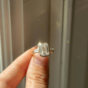4CT Three Stone Prong Set Moissanite 925 <b>Silver</b> Rhodium Plated IGI Certified Engagement <b>Ring</b> <b>Solitaire</b> Wedding Promise <b>Ring</b> Side - Product Image 1
