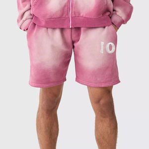 Ensemble de survêtement unisexe rose tie-dye à capuche, manches longues, décontracté, en polaire, avec fermeture éclair, couleur dégradée, logo frontal et short – Vente en gros - Product Image 6