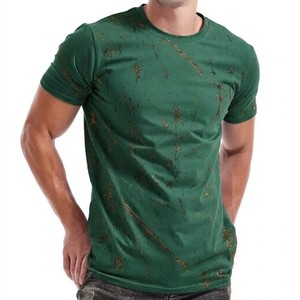 T-shirt tendance pour homme, imprimé marbre abstrait, coton premium respirant, coupe ajustée, manches courtes, col rond, streetwear décontracté - Product Image 3