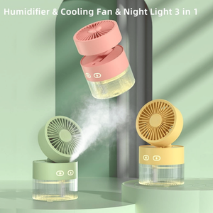 Ventilador Portátil Recargable con Rociador de Maquillaje, Tanque de 350 ml, 3 Velocidades, Funcionamiento Nocturno Silencioso, Humidificador de Escritorio - Product Image 4
