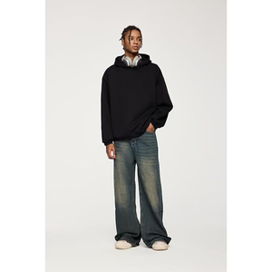 Plus Size Men's Stonewashed Wide Leg Jeans Mid Waist Loose Fit Casual <b>Denim</b> Pants 100% Cotton Woven <b>Material</b> - Product Image 1