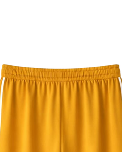 Pantalon de survêtement large jaune moutarde personnalisé pour femme avec bande latérale blanche, taille élastique et cordon de serrage, pantalon décontracté pour la détente, approvisionnement en gros OEM - Product Image 6