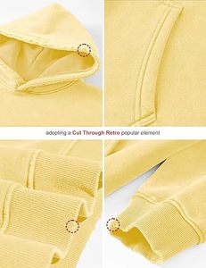 เสื้อฮู้ดดี้ยูนิเซ็กซ์สไตล์วินเทจฟอกสีแบบแอซิดวอช ทรงโอเวอร์ไซส์ สตรีทแวร์ ผ้าฝ้ายฟลีซ - Product Image 5