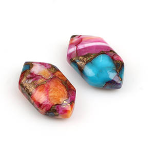 Cuentas Briolette Clásicas de 10x18mm, Corte Fantasía Kite, Naranja Dalia Natural, Turquesa Cobre, Par a Juego, Piedras Preciosas Sueltas para Joyería DIY - Product Image 2