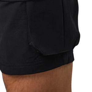Mens Black Solid Knitted Breathable <b>Cargo</b> <b>Shorts</b> Cotton Blend Athletic Gym Casual Training Utility Multi Pocket Drawstring - Product Image 4