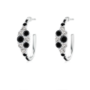 Pendientes de Aro con Racimo de Diamantes Negros Naturales, Oro de 10K, 14K, 18K, Plata 925, 935, Joyería Fina Personalizada para Aniversario, Compromiso, Fiesta - Product Image 2