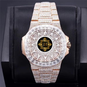 Reloj de Lujo con Diamantes Moissanite de Primera Calidad, Diseño Completamente Cubierto de Diamantes, Reloj de Pulsera de Moda con Precisión, Pasa la Prueba del Detector de Diamantes - Product Image 1