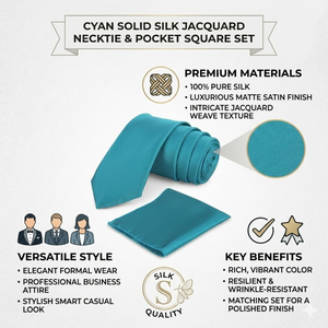 Cravate en soie jacquard cyan unie pour homme |   Coffret Cadeau Premium Luxe pour Cravate Formelle, Mariage ou Soirée d'Affaires |   Inde 2026 Elite Wear Pro - Product Image 4