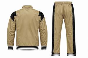 Survêtement kaki personnalisé pour homme, imprimé numéro 18, ensemble athlétique deux pièces, sweat-shirt à fermeture éclair intégrale et pantalon de survêtement rayé de haute qualité - Product Image 5