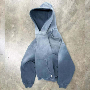 Sweat à capuche pour homme en molleton bouclette lourd de coton de haute qualité, coupe oversize à épaules tombantes, personnalisé, pour l'hiver, avec doublure. - Product Image 3