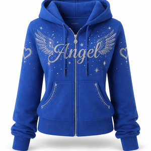 Sudadera con capucha y cremallera con pedrería personalizada al por mayor para mujer - Suministro directo de fábrica OEM - Product Image 1
