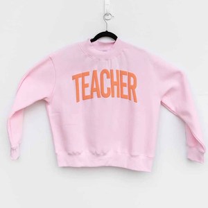 Sudadera Rosa de Cuello Redondo con Estampado de Maestra en Naranja, Corte Regular, Unisex, Informal, Tejida, 100% Algodón, para Otoño - Product Image 2