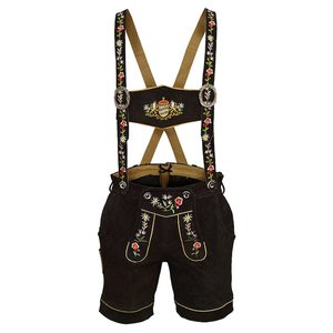 Shorts en Lederhosen pour femmes, taille haute, motif floral brodé, fermeture boutonnée, respirant, style bavarois décontracté - Product Image 3
