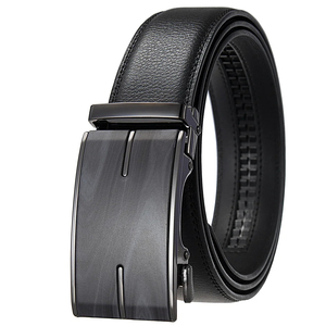 Ceinture automatique en cuir de vachette avec finition noire solide et boucle rectangulaire en alliage, écologique, pour tenue formelle - Product Image 2