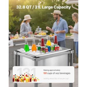 Frigorifero Portatile su Ruote in Acciaio Inossidabile 22L x 16W x 38H, Capacità 32.8 Quarti, per Esterni - Product Image 2