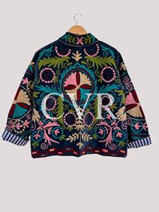 Manteau en velours brodé à la main à motif floral, col mandarin, manches longues, grande taille, vêtements d'extérieur pour femmes, style bohème, décontracté - Product Image 1