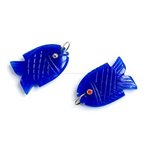 จี้ปลาหยกสีน้ำเงินธรรมชาติ เงินแท้ 925 ทำมือ ประดับพลอยรูปปลา สร้อยคอแกะสลักด้วยมือ เครื่องประดับคริสตัลบำบัด - Product Image 6