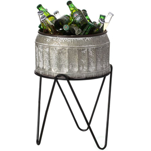 Wholesale Galvanized Beverage Tub with Stand Metal Ice Bucket Outdoor Party <b>Drink</b> <b>Cooler</b> Bin with Storage Tray In Best Price - Product Image 6