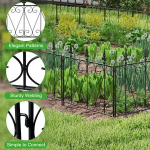 Clôture de jardin en métal PPL à 5 panneaux, 26 pouces de haut x 10 pieds de long, barrière décorative pour animaux, bordure pour fleurs, clôture de jardin, treillis - Product Image 4