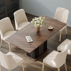 ชุดโต๊ะอาหารทรงสี่เหลี่ยมผืนผ้า 6 ที่นั่ง ดีไซน์ทันสมัย โครงสร้างไม้แข็งแรง ทนทาน พร้อมฐานที่สวยงาม - Product Image 2