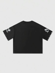 เสื้อยืดผู้ชายผ้าฝ้ายเฟรนช์เทอร์รี่คุณภาพสูง 100% หนัก 300gsm พิมพ์ลายดิจิตอลตามสั่ง ทรงโอเวอร์ไซส์ ไหล่ตก ประดับด้วยคริสตัล DTG - Product Image 4