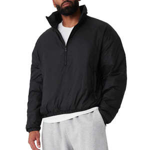 Veste coupe-vent noire pour homme à col montant, manches longues, couleur unie, décontractée, pour l'automne, coupe régulière, en polyester - Product Image 2