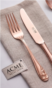 Ensemble de couverts plaqués or rose, finition miroir, avec motif floral, cuillère à dîner à long manche, ensemble haut de gamme pour mariage, hôtel et fête - Product Image 4