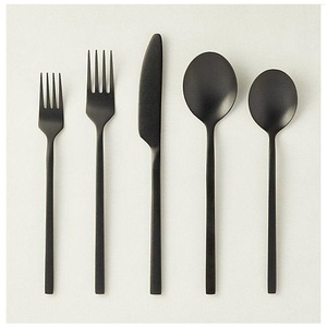 Ensemble de couverts en acier inoxydable noir mat, design moderne, couteau, fourchette, cuillère, 5 pièces, pour mariage, événements, décoration de table - Product Image 4
