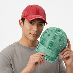 Vintage Unisex Baseball Cap Washed Cotton Denim 6-Panel Adjustable <b>Hat</b> Red Green Solid Color Casual Spring <b>Summer</b> Style - Product Image 6