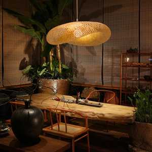 Wholesale Handcrafted Bamboo Weaving LED Pendant Lamp, Rustic Bamboo Ceiling <b>Light</b>, Energy-Efficient LED Lighting for Home Decor - Product Image 5