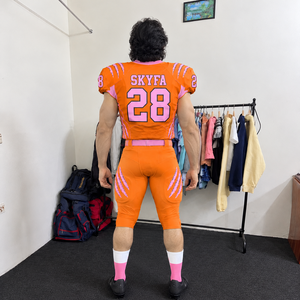 Ensemble de pantalon et maillot rembourrés haute résistance, uniformes de football américain personnalisés, 100% polyester, manches courtes, impression personnalisée, grande taille - Product Image 4