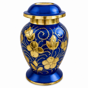 Hearts Engraved Sky Blue Brass Eco-Friendly <b>Mini</b> Keepsake Urn for Storage Funeral Ashes - Product Image 6