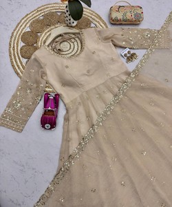 Vestido Tradicional para Mujer, Estilo Indio/Pakistaní, Largo hasta el Suelo, Corte Holgado, Algodón, Ropa Étnica, para Bodas y Fiestas, SAI-SSC – 722 85401 - Product Image 4