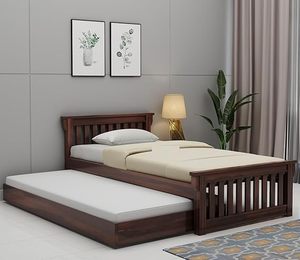 Cama Individual Moderna de Madera Maciza Advika Elano Crest Sheesham Hideaway |   Almacenamiento Incluido |   Juego de Muebles para Dormitorio - Product Image 1