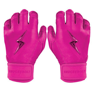 ถุงมือตีเบสบอล Bruce-Bolt Max Clark Signature Series รุ่นข้อมือสั้น สีชมพู หนัง Cabretta แท้ 100% ปิดด้วยแถบตีนตุ๊กแก ทนทาน น้ำหนักเบา - Product Image 1