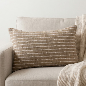 Natural Toned Woven Chair Pillow <b>Cover</b> Lavish Home Decor Handloom 20X20 Bohemian Style Lumbar Pillowshams - Product Image 3