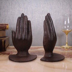Metal Bookends <b>Set</b> Of 2 Sculptural Hand Design Traditional Style Antique Weathering Finish For Home <b>Office</b> Decor - Product Image 1