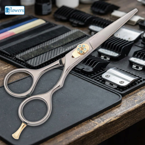 Ciseaux de barbier professionnels (bord convexe/biseauté) avec poignée réglable, logo personnalisé et emballage - Product Image 2
