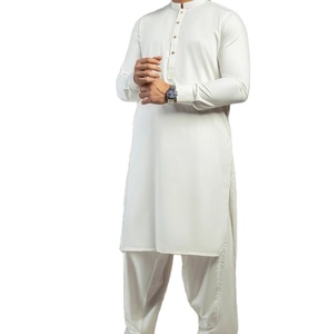 Vêtements ethniques, dernier design, shalwar kameez long formel pour homme, polyester, tenue d'été, mariage, blanc, costumes de fête Mehndi, salwar kameez - Product Image 1