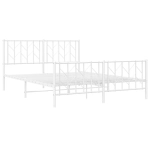 Cadre de lit king size en acier blanc, lit rectangulaire en métal - Product Image 4