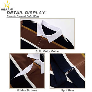 Camisetas Polo para Hombre, a Rayas, de Algodón, que Absorben la Humedad, Clásicas, con Cuello, Casuales, para Golf - Product Image 4