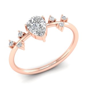 REYES - Anillo de Compromiso de Plata de Ley 925 con Corte de Pera y Moissanita de 0.84 Quilates para Mujer, Chapado en Oro Rosa de 14K y Rodio - Product Image 2