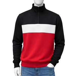 Sudadera de Forro Polar de Cuello Alto con Cremallera, Diseño Color Block, Tres Tonos, Estilo Urbano Casual, Sin Capucha, para Hombre - Product Image 1