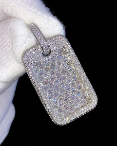 เครื่องประดับ SHRAMAN JEWELS เงินแท้ 925 ชุบโรเดียม ดีไซน์ฮิปฮอปสำหรับทุกเพศ ประดับเพชรโมอิสซาไนต์ทรงสี่เหลี่ยมผืนผ้า เหมาะสำหรับงานปาร์ตี้ - Product Image 1