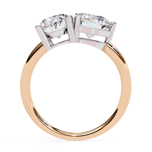 แหวนหมั้นทรงรีประดับเพชรซินเธติกทรงกลมแบบ Toi Et Moi  ทองคำแท้ 18K สี E  แบบสี่ขา  สำหรับทั้งชายและหญิง - Product Image 4