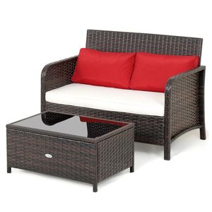 Set Divanetto a 2 Posti in Vimini con Tavolino da Caffè - Collezione Arredamento da Giardino - Product Image 5