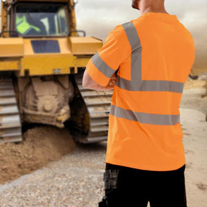 เสื้อยืดสะท้อนแสงสีส้ม แขนสั้น สไตล์ชุดทำงาน มีกระเป๋าหน้าอก ผ้าคุณภาพสูงและแถบสะท้อนแสง - Product Image 5