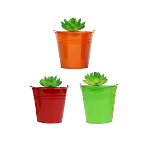 Pot de fleurs en métal rétro pour plantes succulentes, pot de fleurs rustique avec poignée en corde, jardinière ovale galvanisée en zinc pour l'intérieur et l'extérieur - Product Image 3