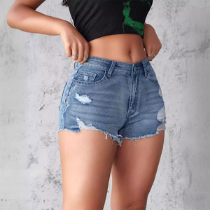 Shorts de mezclilla de verano para mujer de alta calidad, transpirables, de dobladillo enrollado, venta al por mayor, casuales, ajustados, sexys, estilos variados, venta al por mayor - Product Image 4